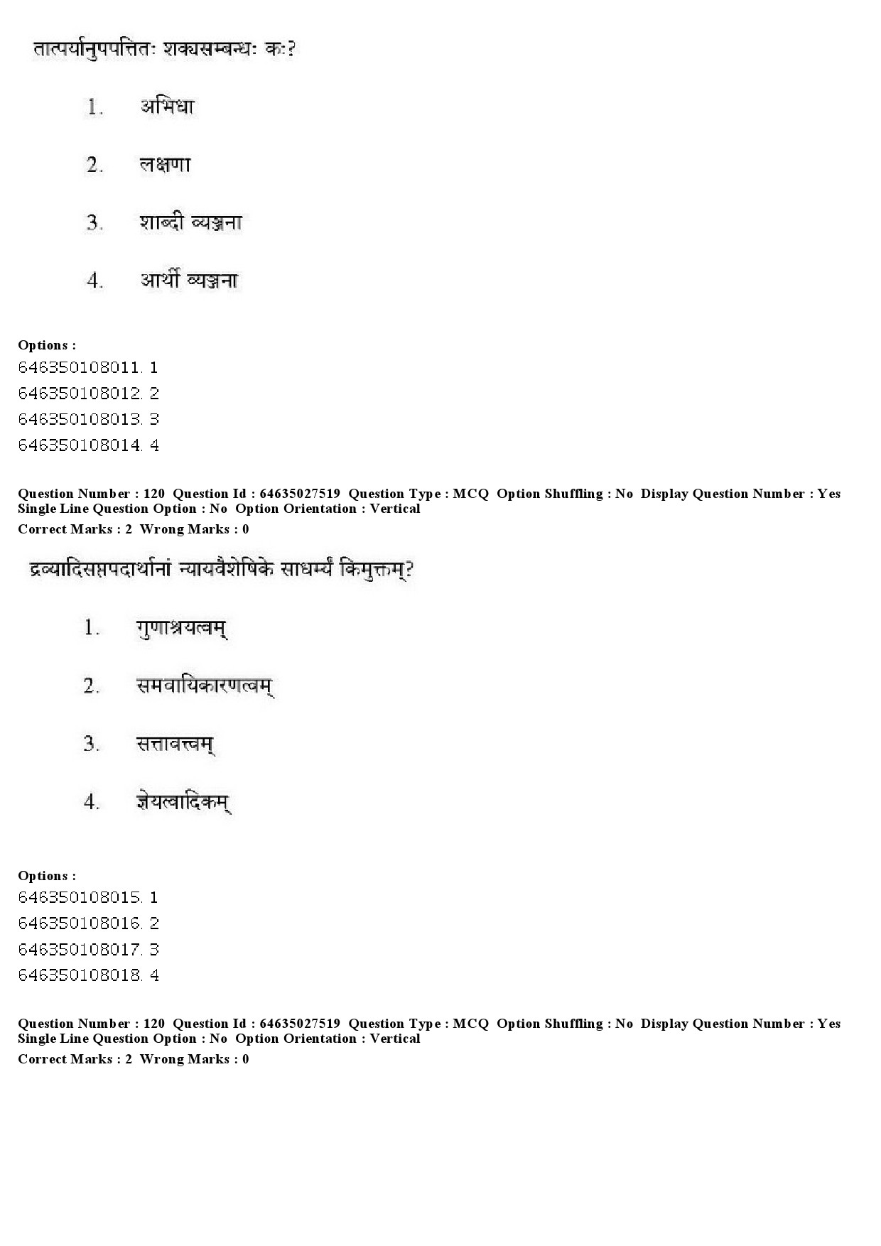 UGC NET Sanskrit Traditional Subjects Question Paper June 2019 113