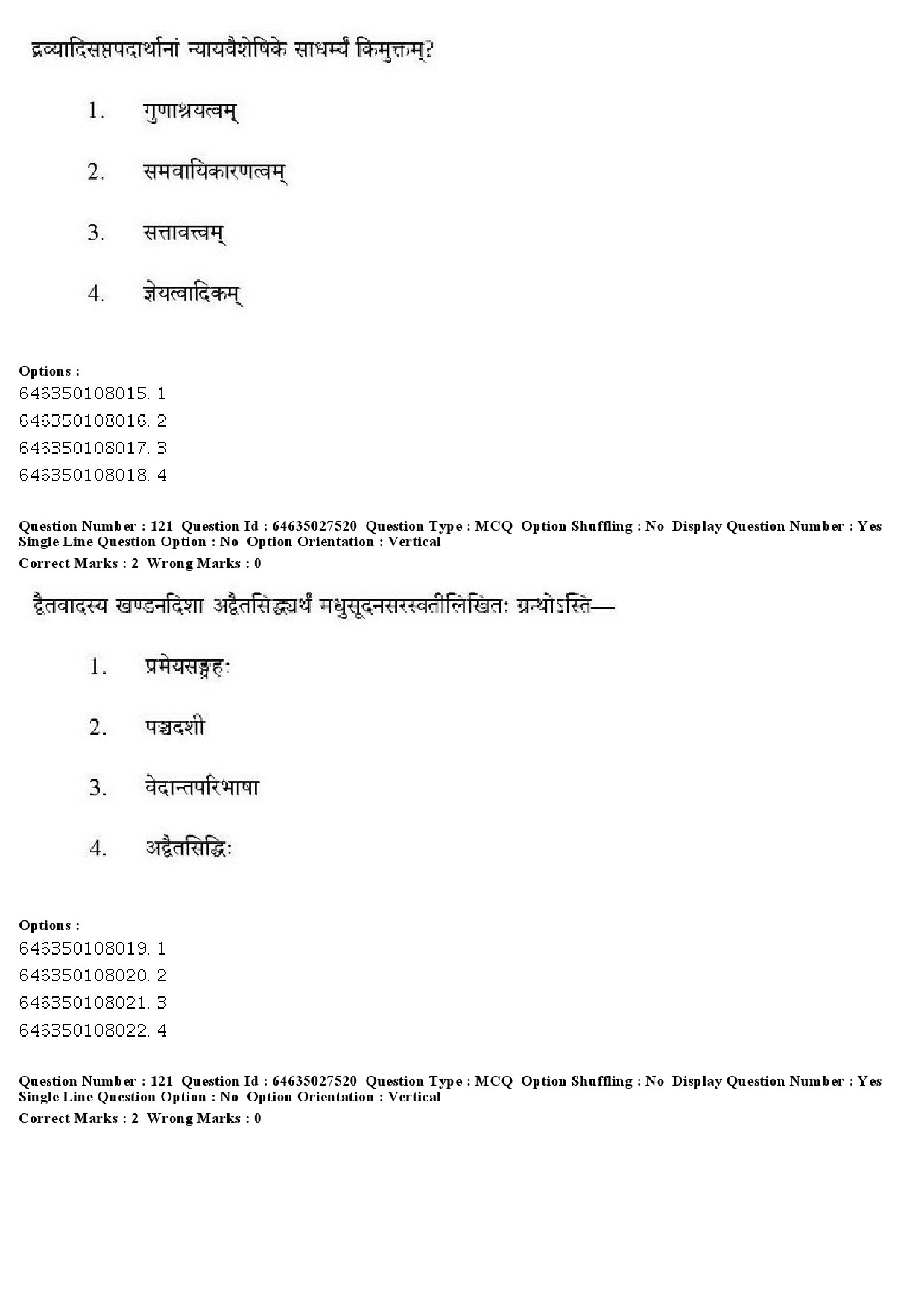 UGC NET Sanskrit Traditional Subjects Question Paper June 2019 114