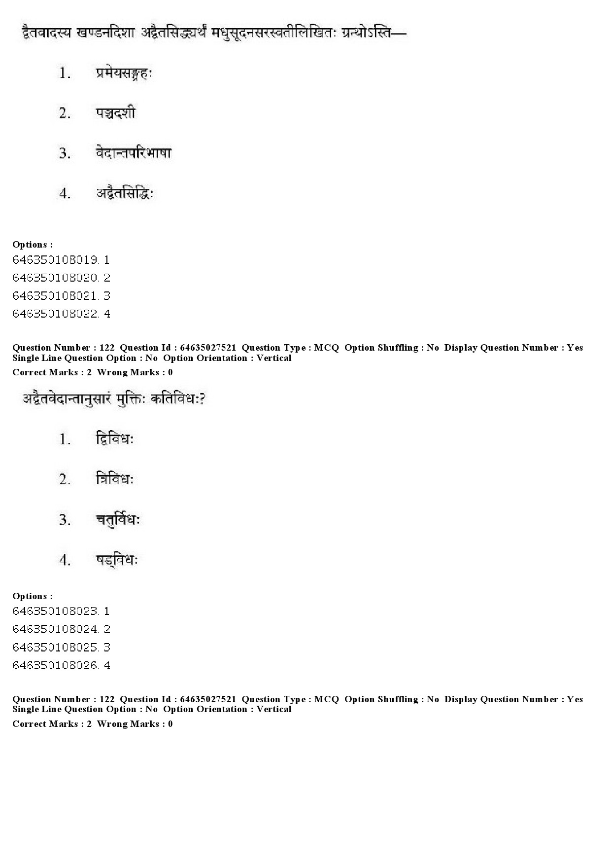 UGC NET Sanskrit Traditional Subjects Question Paper June 2019 115