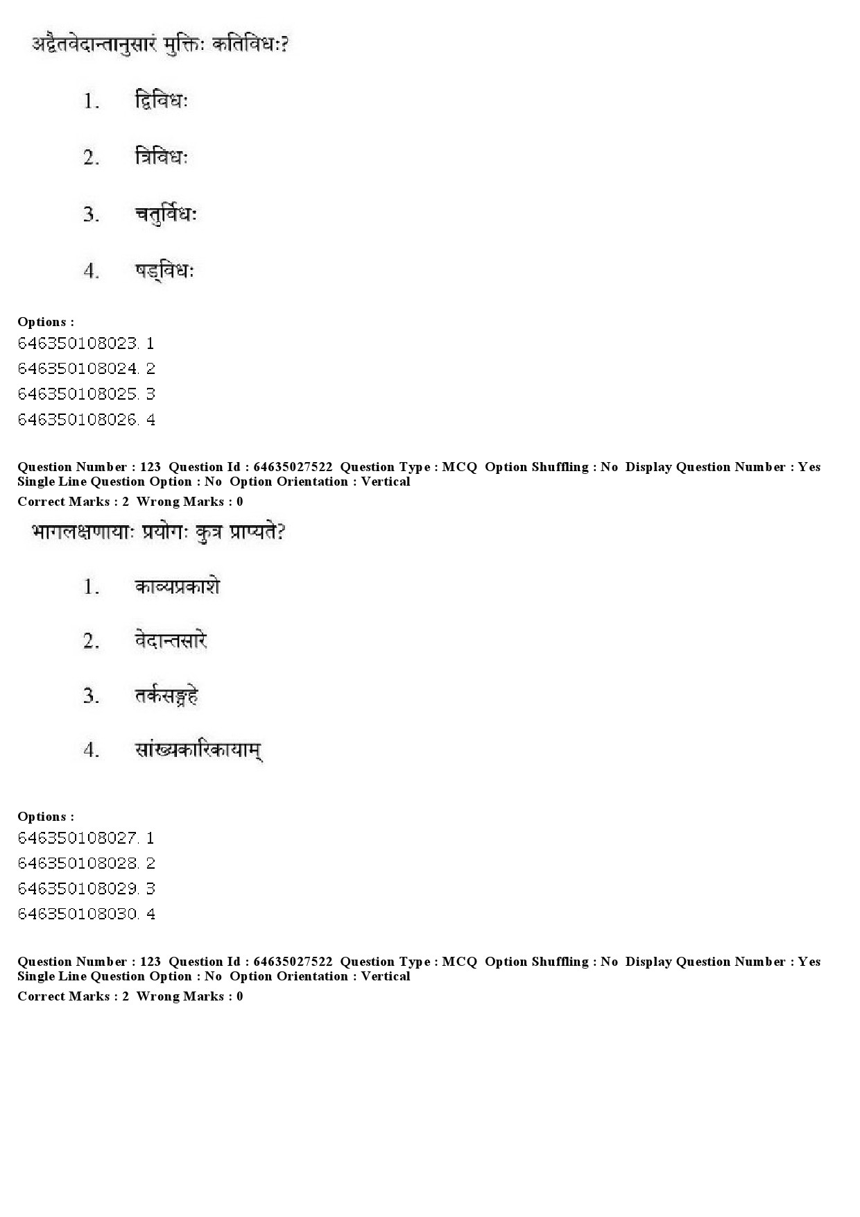 UGC NET Sanskrit Traditional Subjects Question Paper June 2019 116