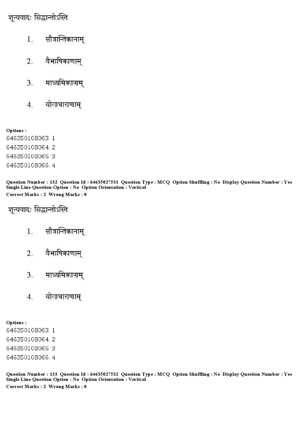 UGC NET Sanskrit Traditional Subjects Question Paper June 2019 126