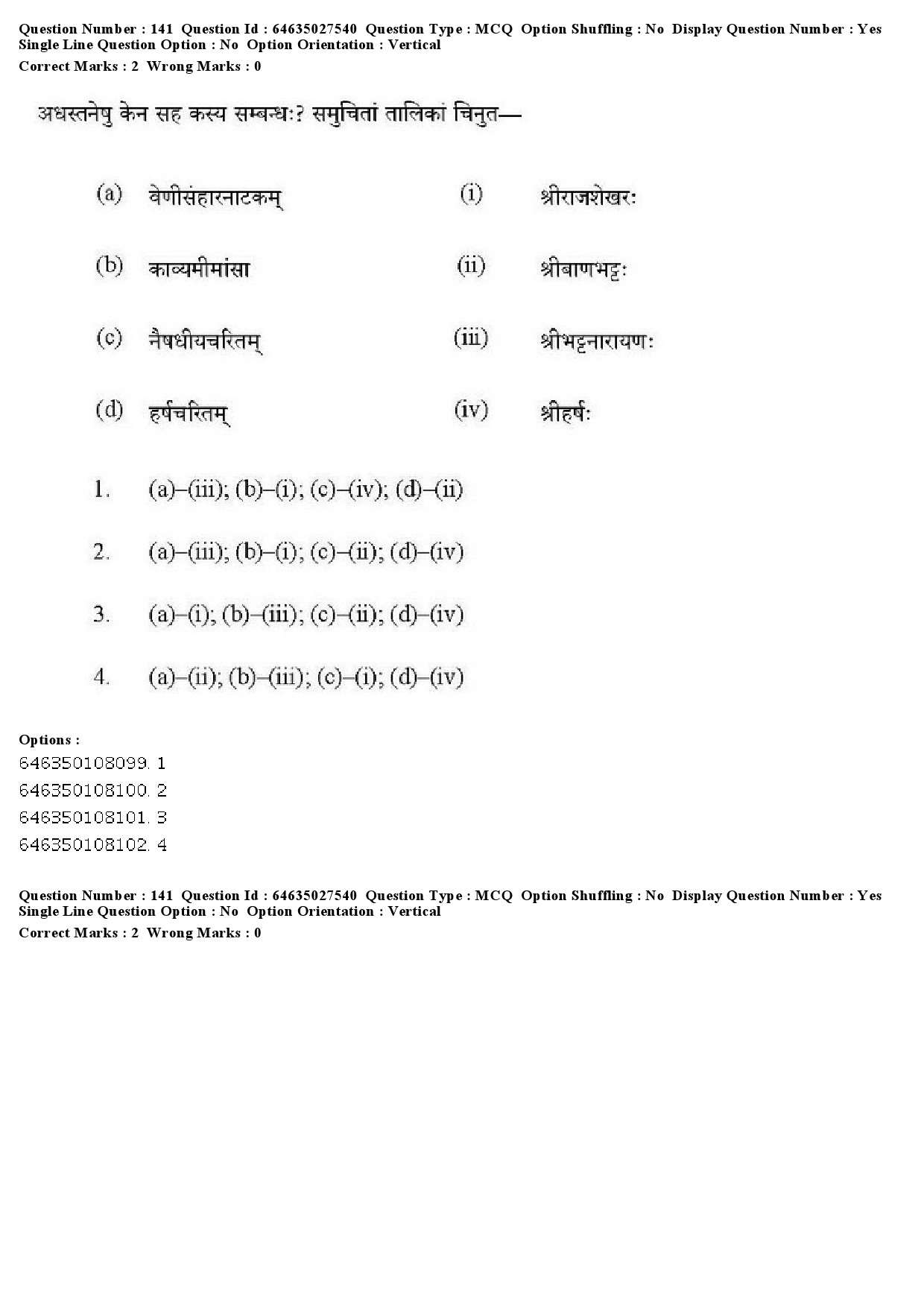 UGC NET Sanskrit Traditional Subjects Question Paper June 2019 135