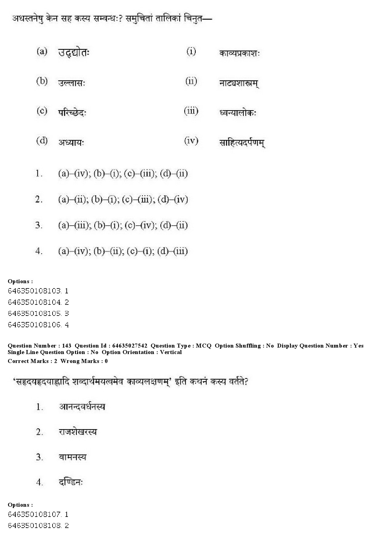 UGC NET Sanskrit Traditional Subjects Question Paper June 2019 138