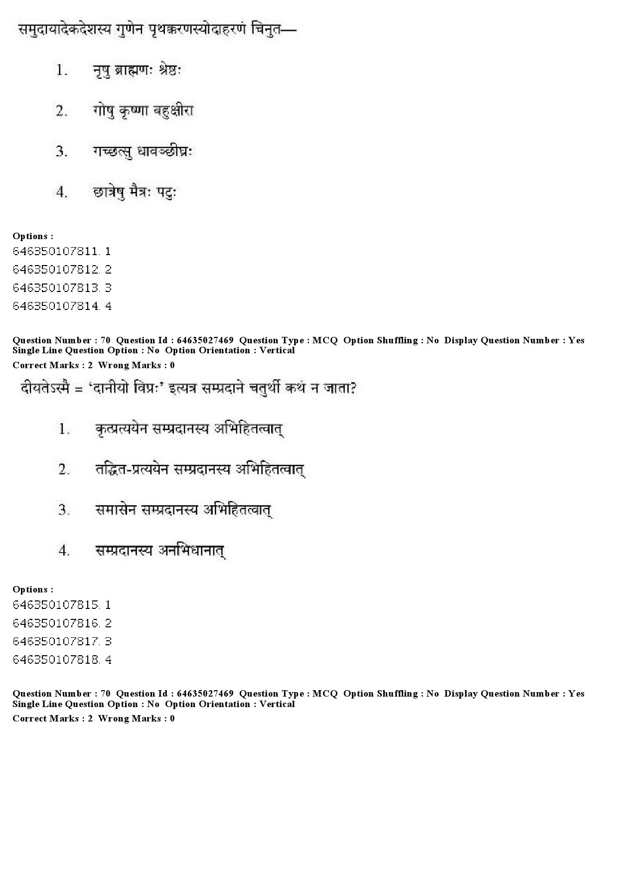 UGC NET Sanskrit Traditional Subjects Question Paper June 2019 63