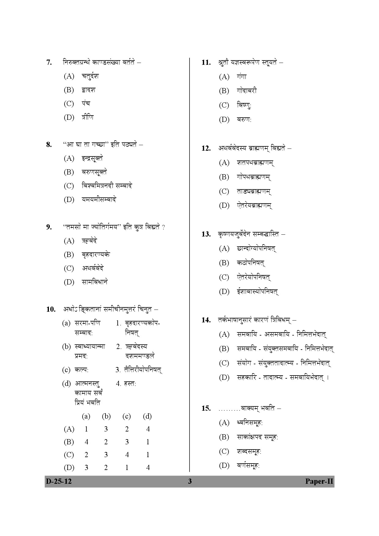 UGC NET Sanskrit Question Paper II December 2012 3