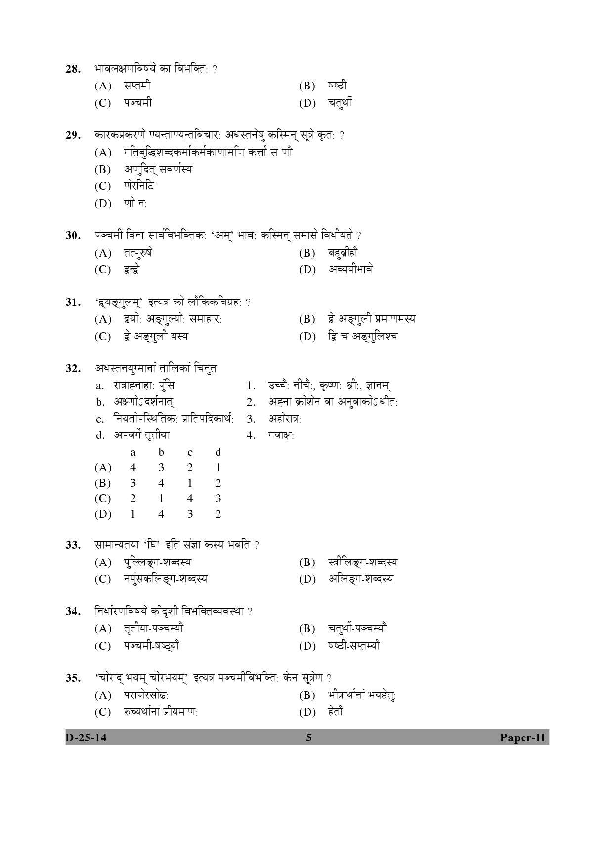 UGC NET Sanskrit Question Paper II December 2014 5