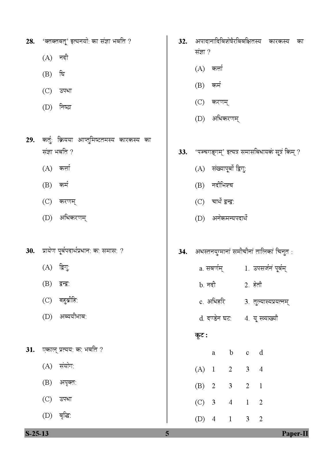 UGC NET Sanskrit Question Paper II Exam September 2013 5