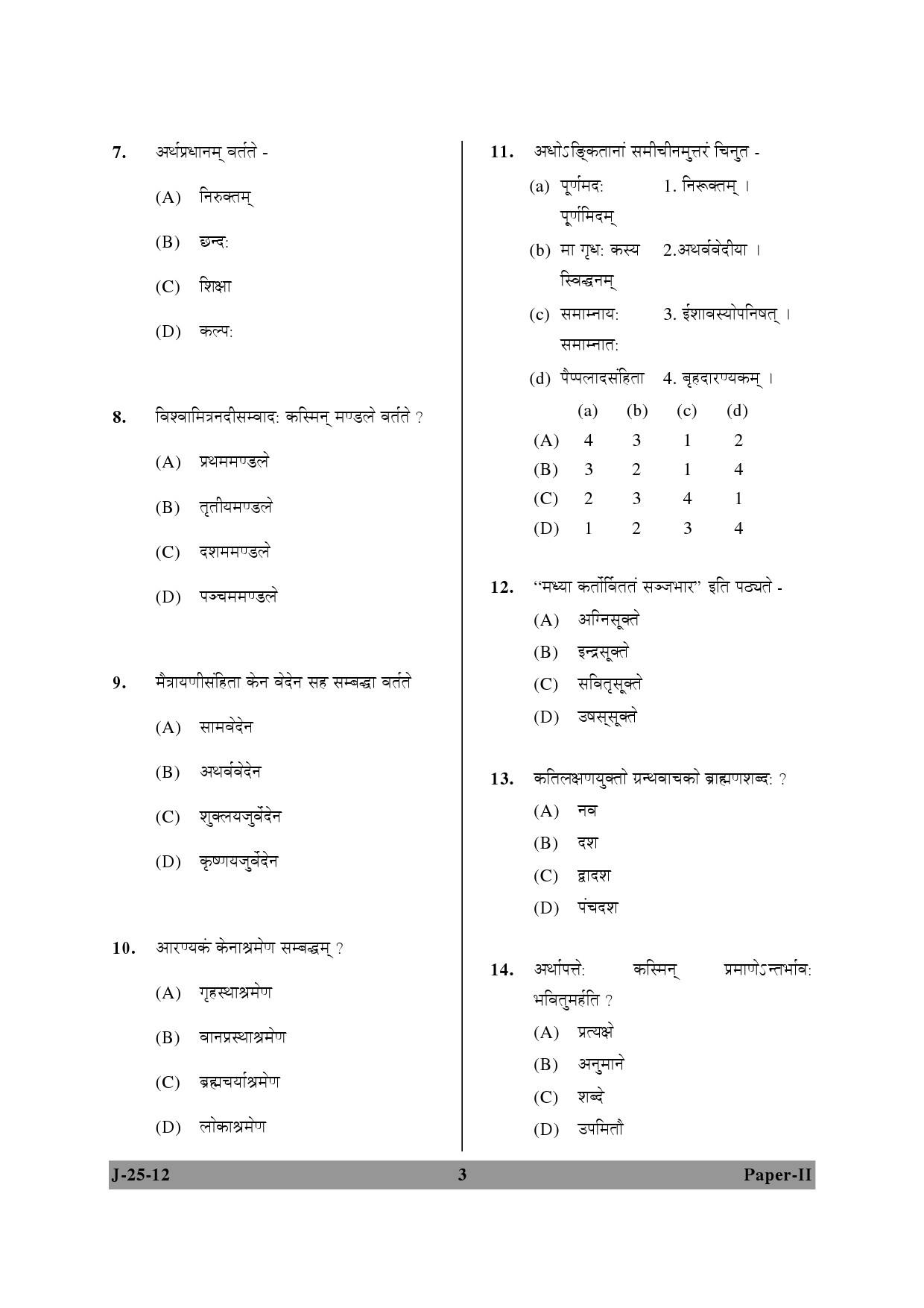 UGC NET Sanskrit Question Paper II June 2012 3