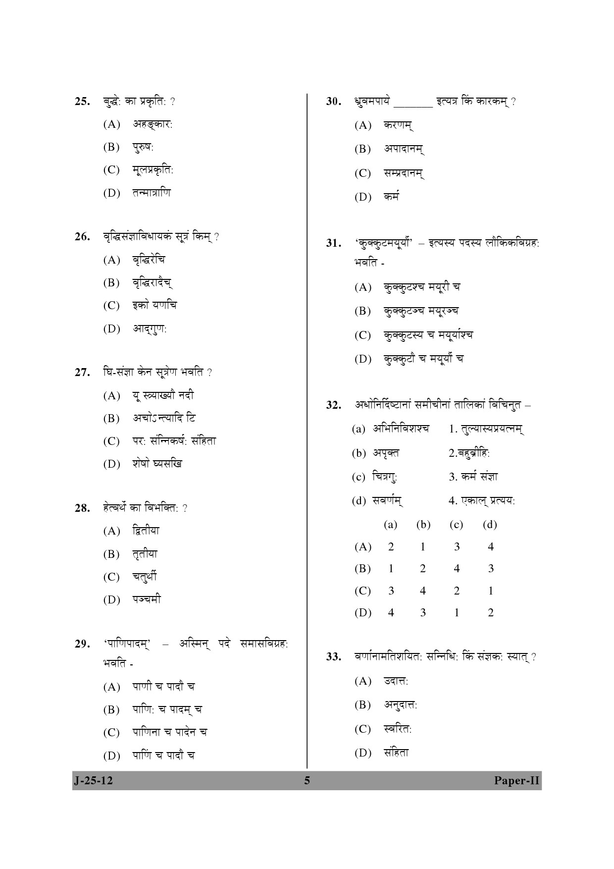 UGC NET Sanskrit Question Paper II June 2012 5