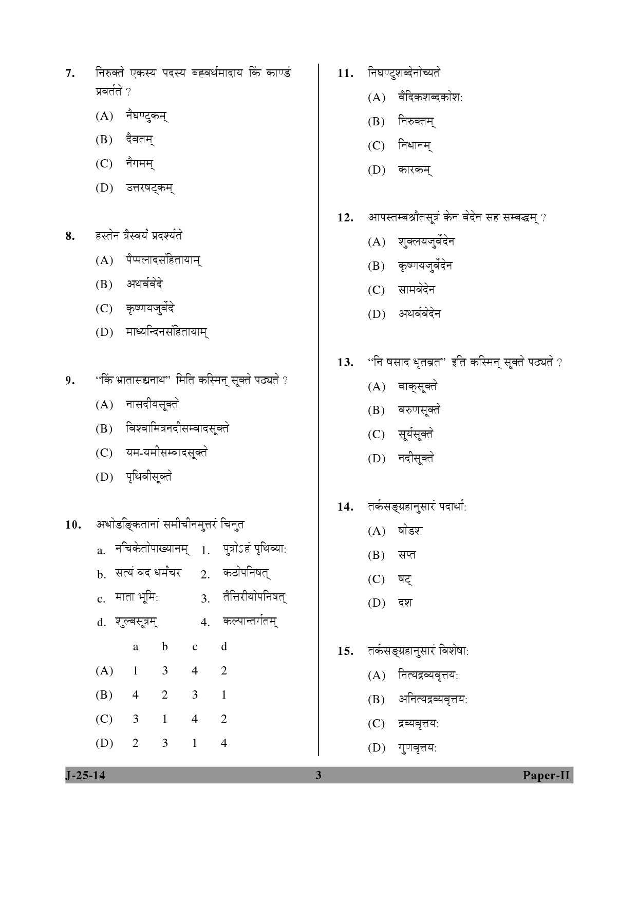 UGC NET Sanskrit Question Paper II June 2014 3