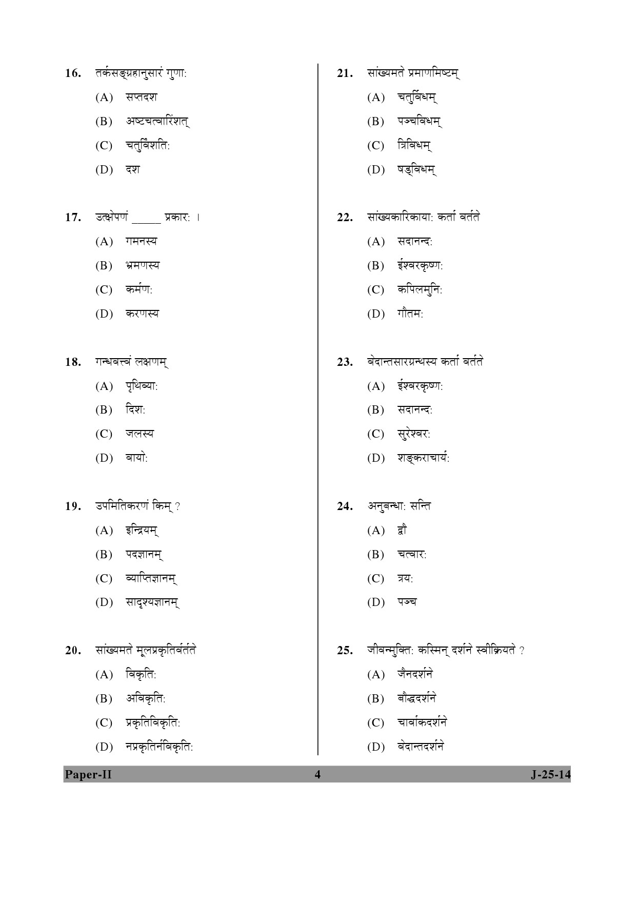 UGC NET Sanskrit Question Paper II June 2014 4