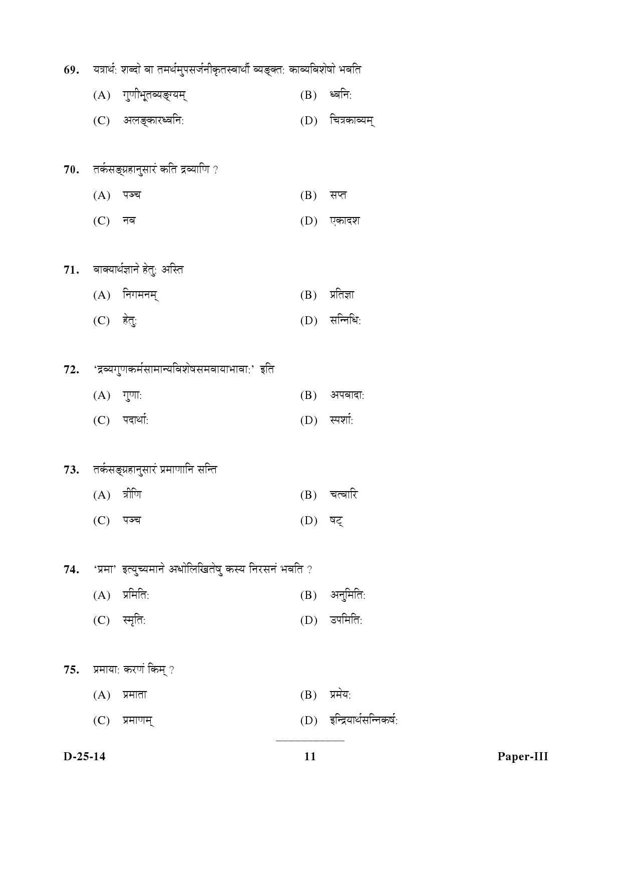 UGC NET Sanskrit Question Paper III December 2014 11