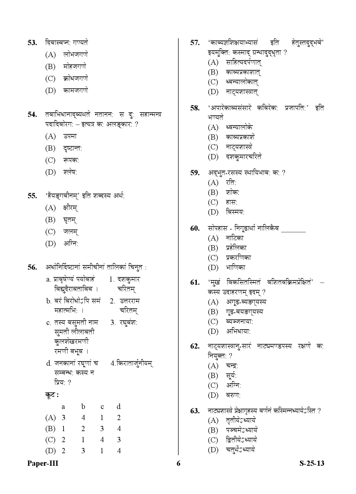 UGC NET Sanskrit Question Paper III Exam September 2013 6