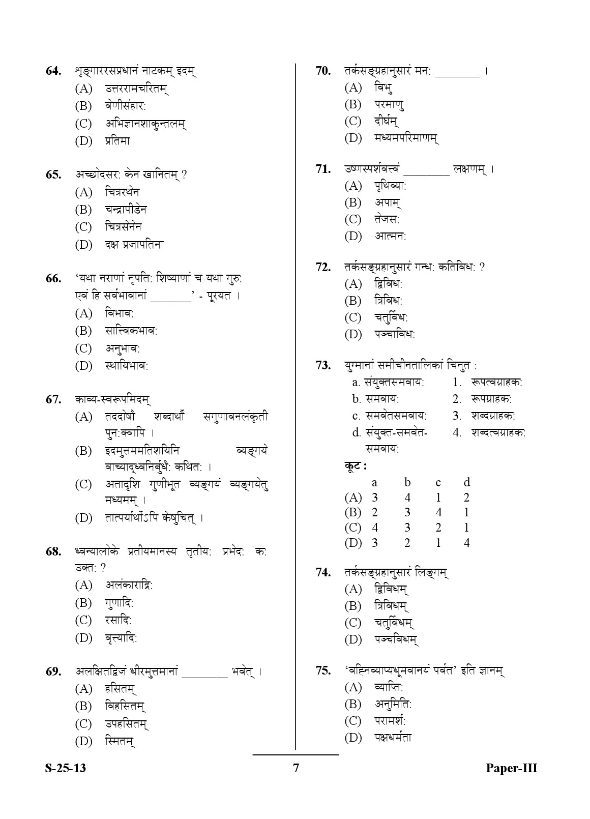 UGC NET Sanskrit Question Paper III Exam September 2013 7