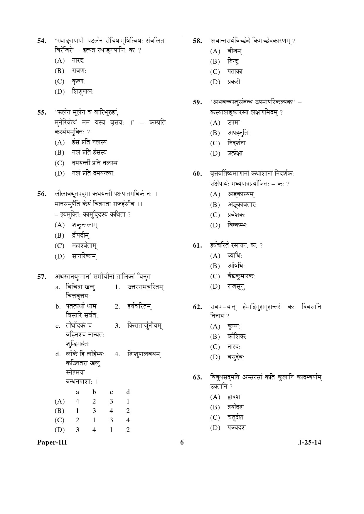 UGC NET Sanskrit Question Paper III June 2014 6