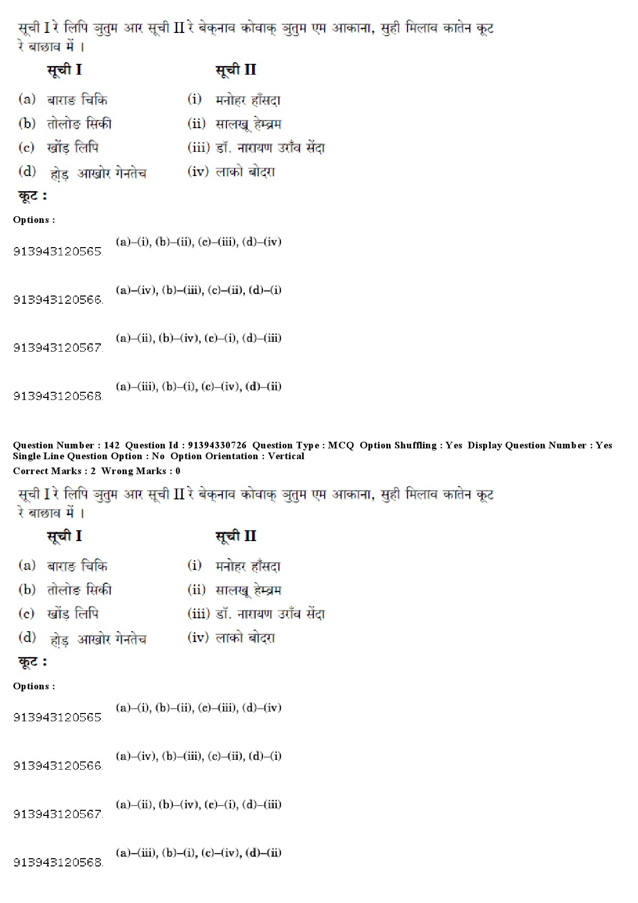 UGC NET Santali Question Paper December 2018 125