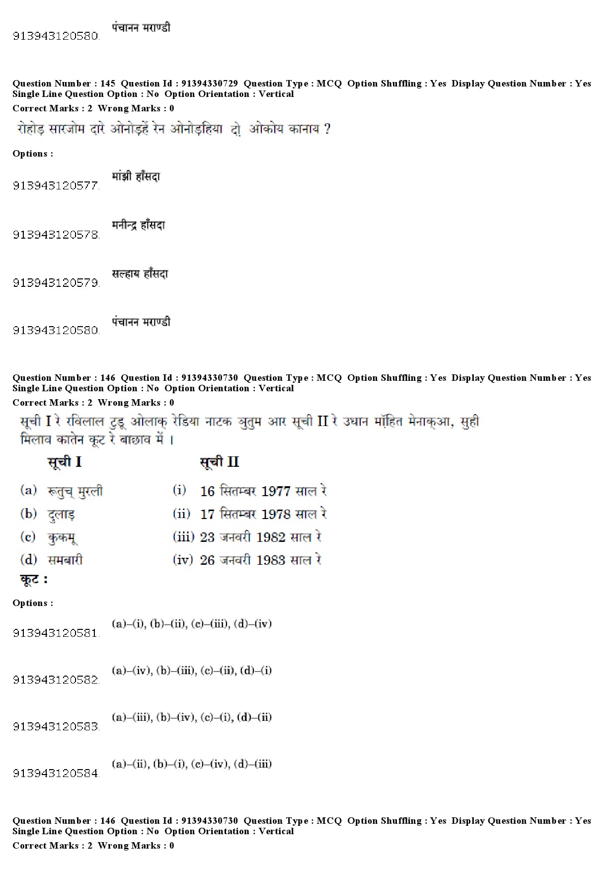 UGC NET Santali Question Paper December 2018 128