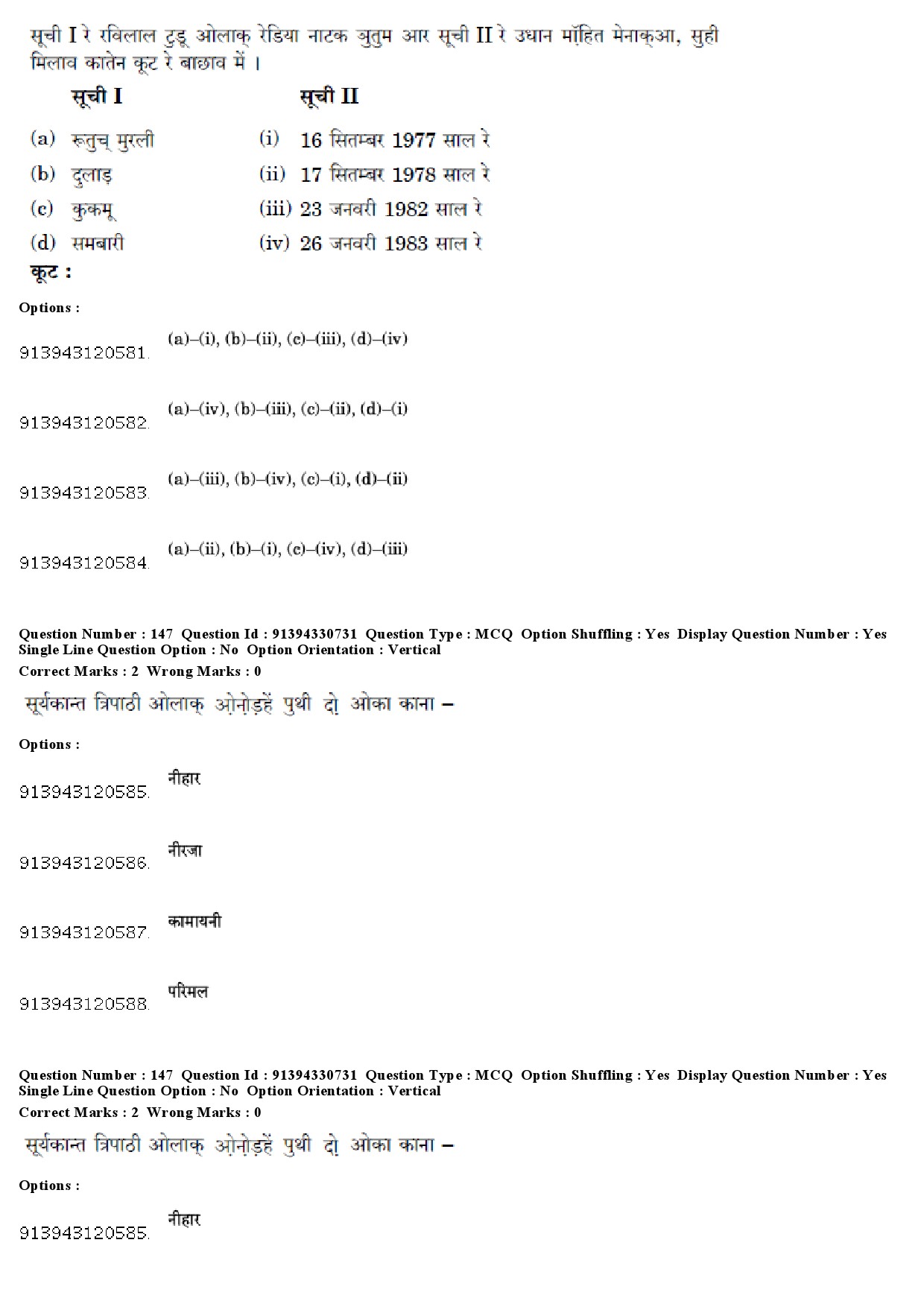 UGC NET Santali Question Paper December 2018 129