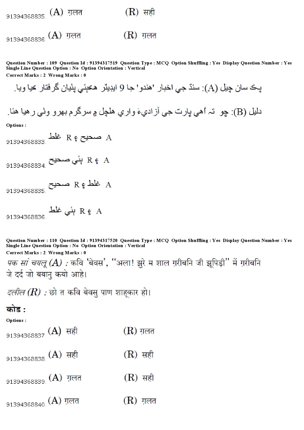 UGC NET Sindhi Question Paper December 2018 87