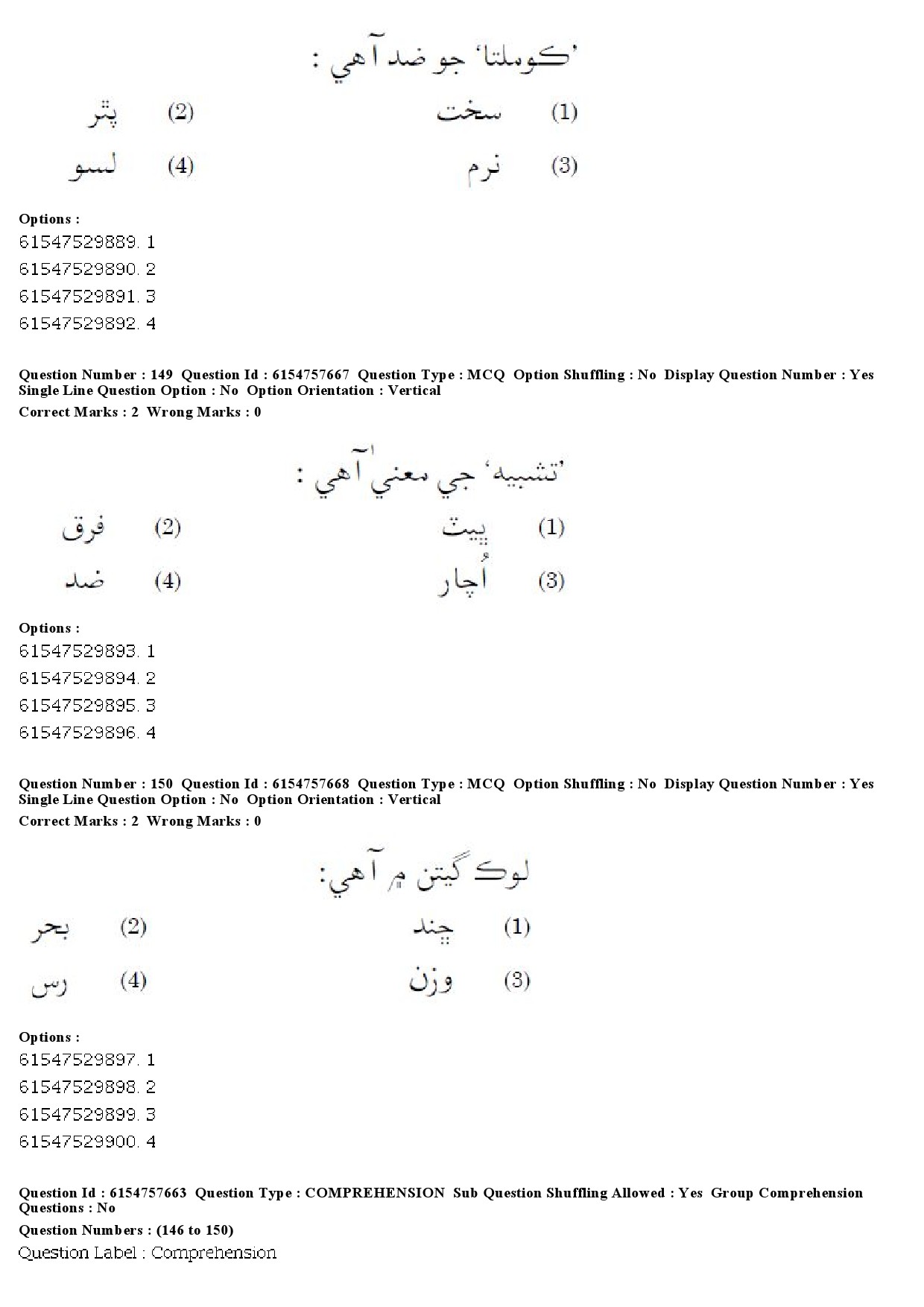 UGC NET Sindhi Question Paper December 2019 115