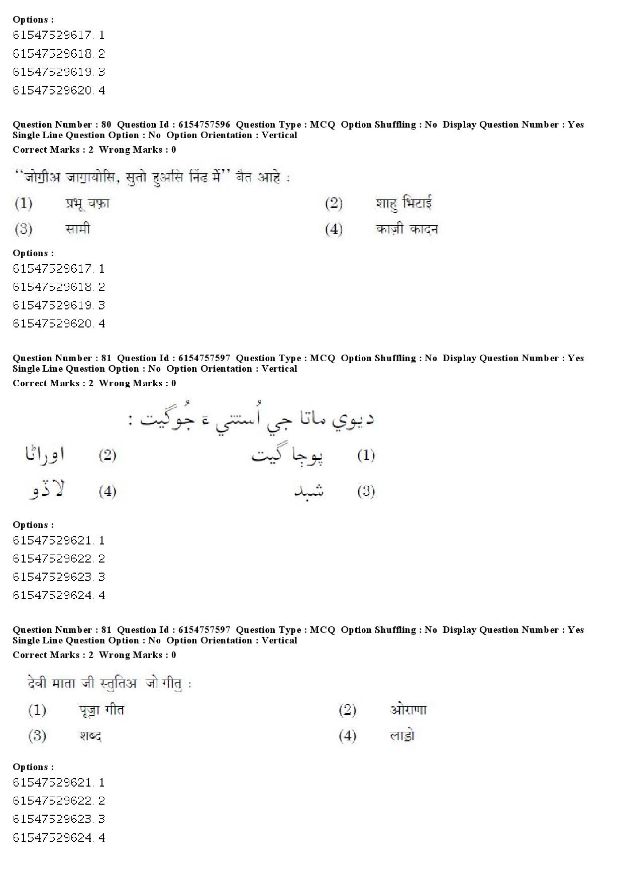 UGC NET Sindhi Question Paper December 2019 66