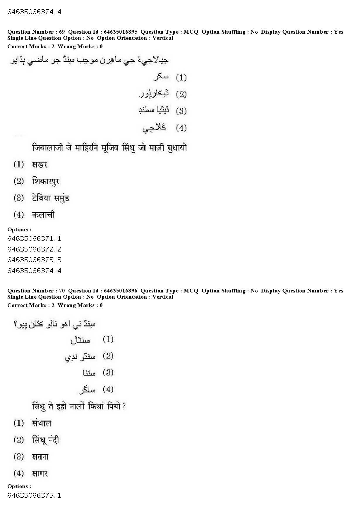 UGC NET Sindhi Question Paper June 2019 61