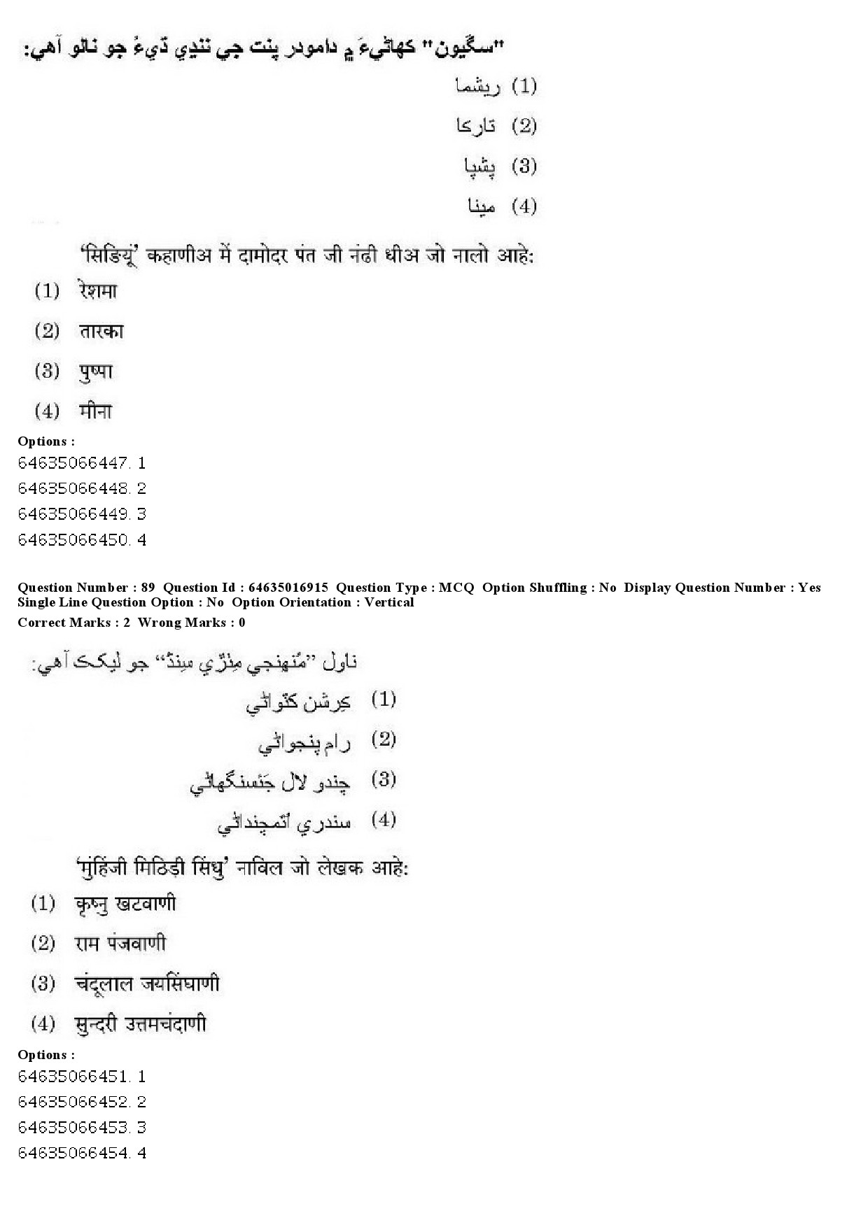 UGC NET Sindhi Question Paper June 2019 87