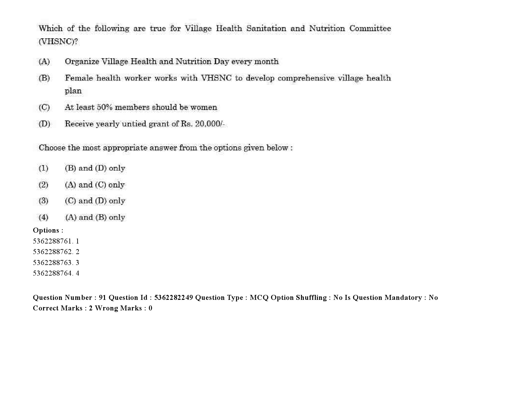 UGC NET Social Medicine And Community Health Question Paper September 2020 108