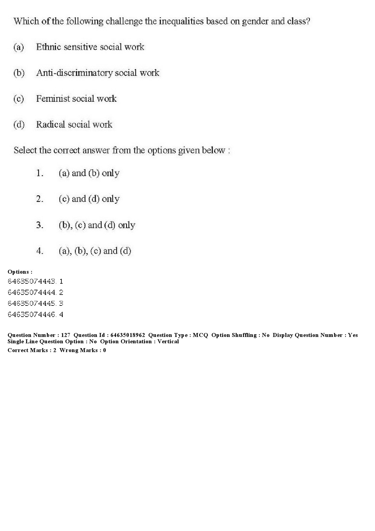 UGC NET Social Work Question Paper June 2019 124