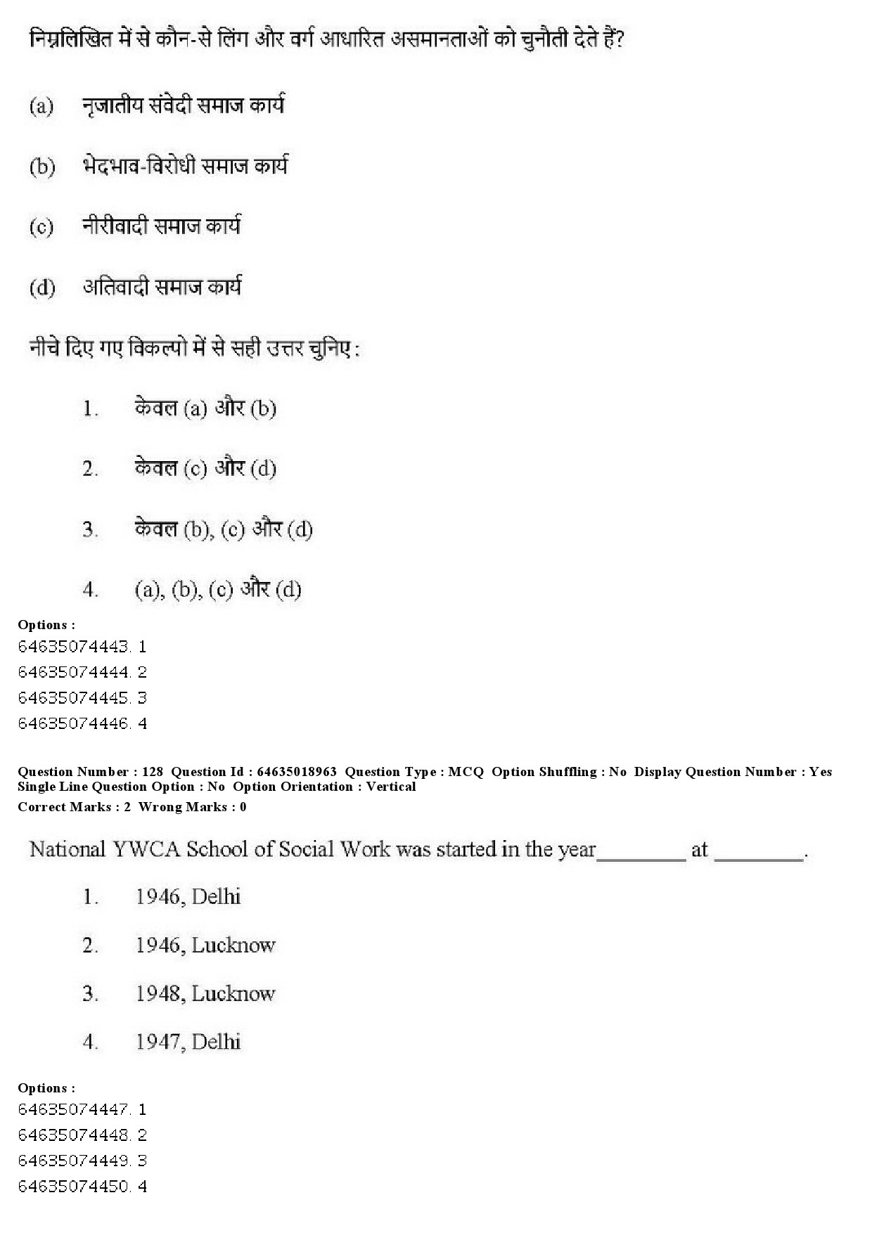 UGC NET Social Work Question Paper June 2019 125