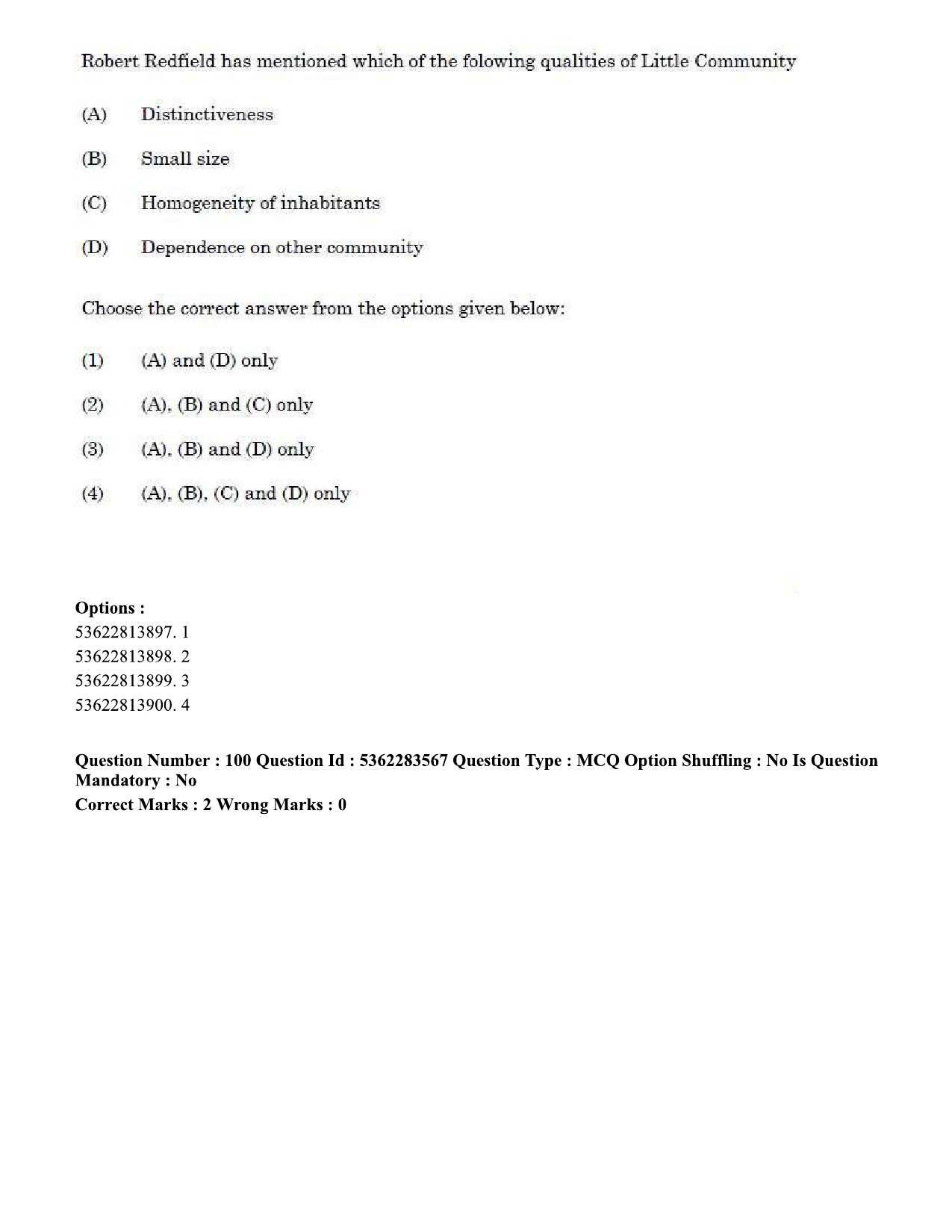 UGC NET Social Work Question Paper September 2020 102