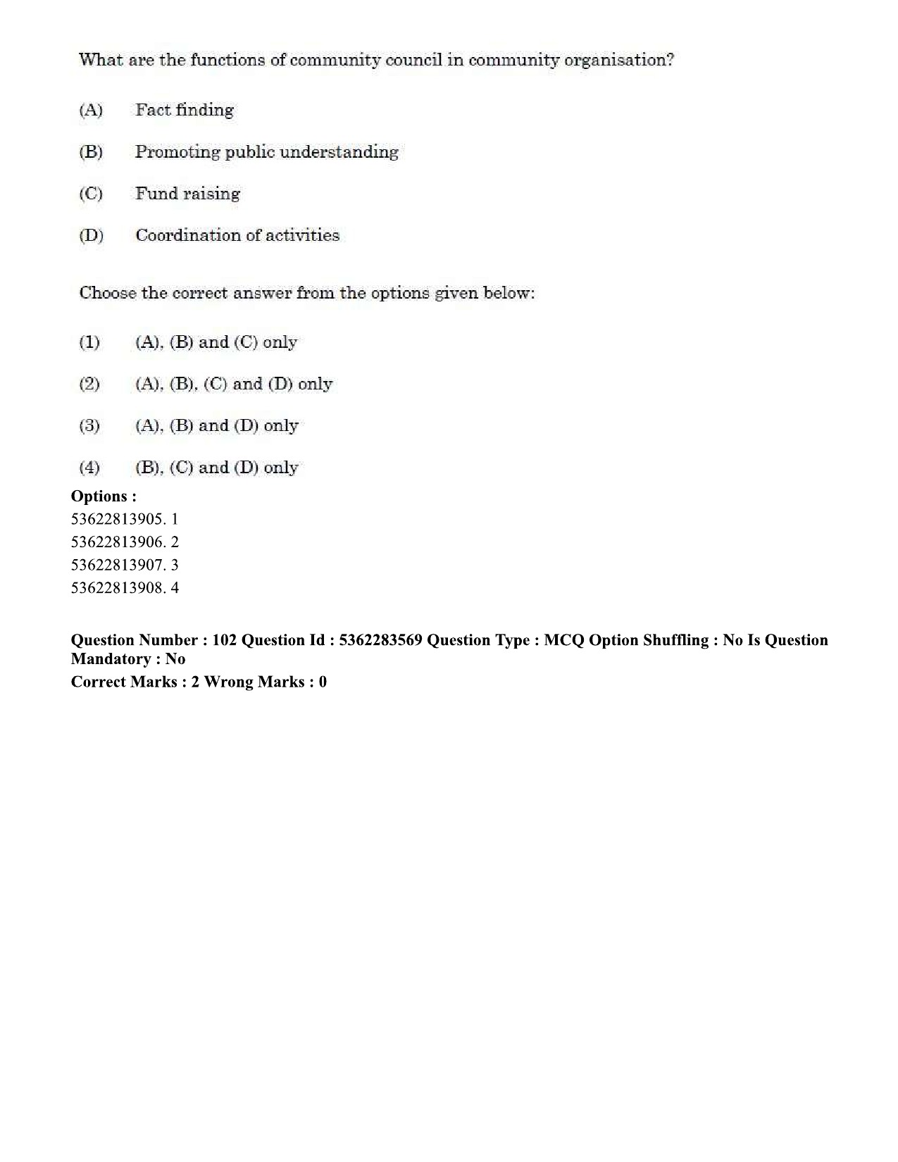 UGC NET Social Work Question Paper September 2020 106