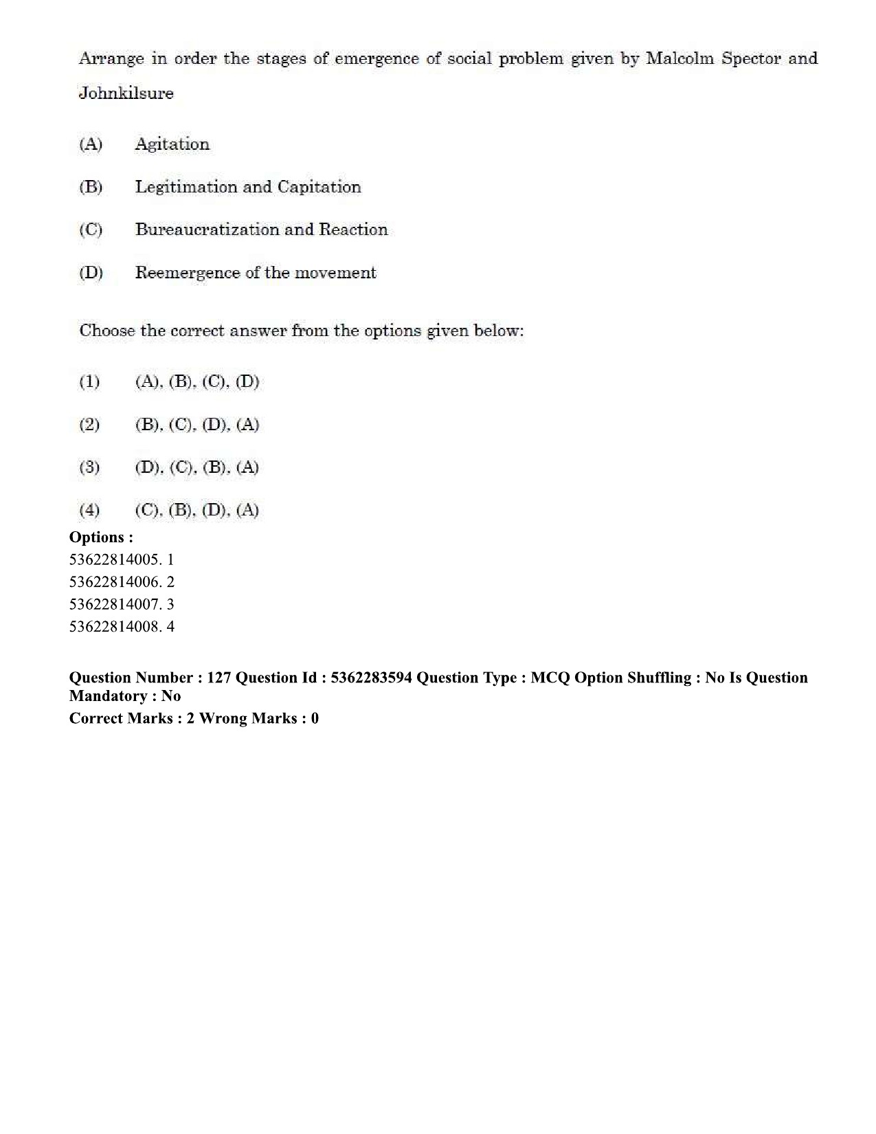 UGC NET Social Work Question Paper September 2020 149