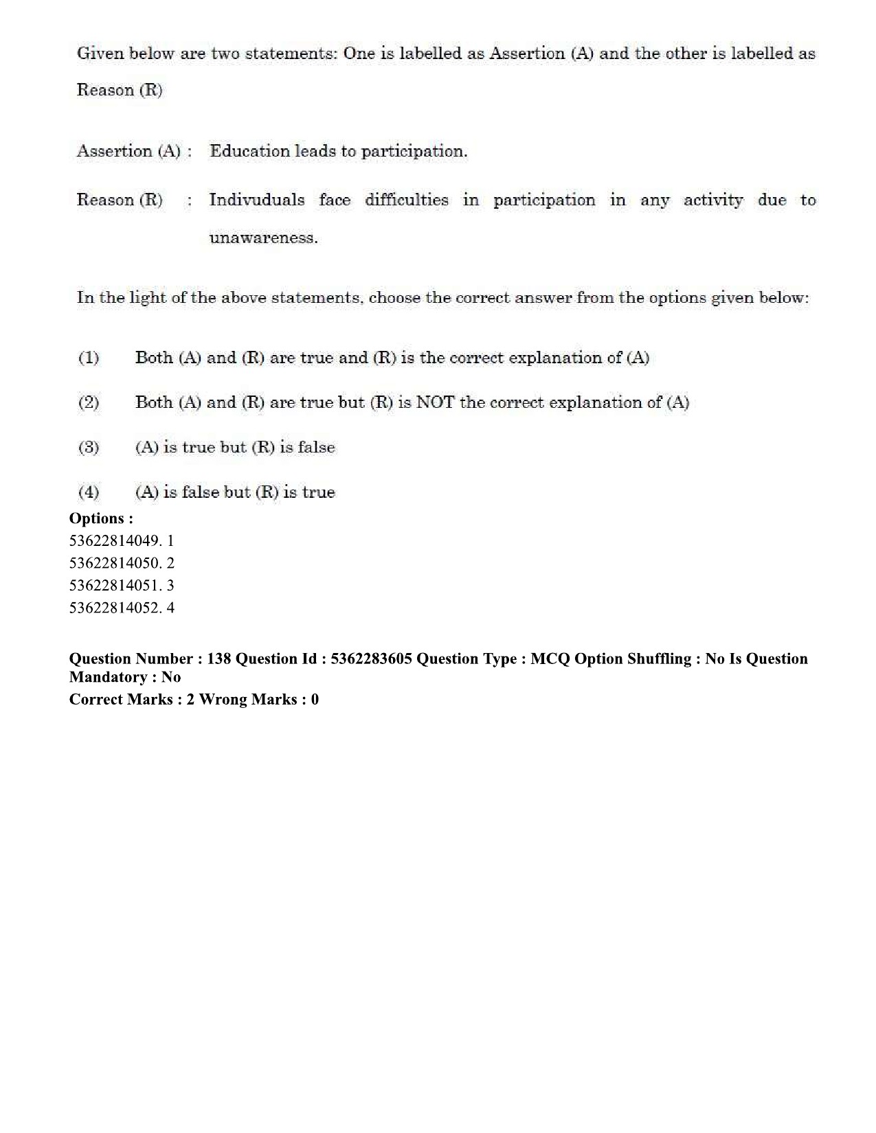 UGC NET Social Work Question Paper September 2020 170