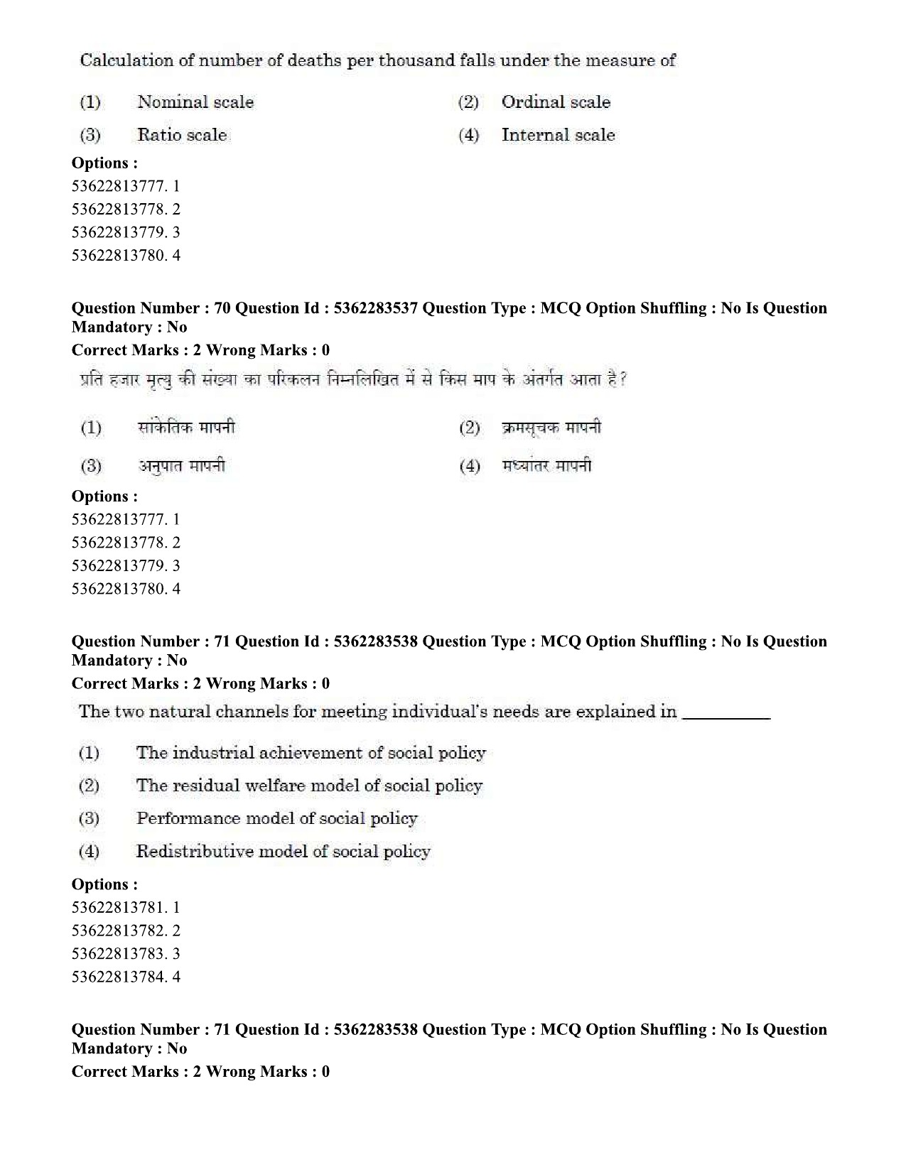 UGC NET Social Work Question Paper September 2020 70