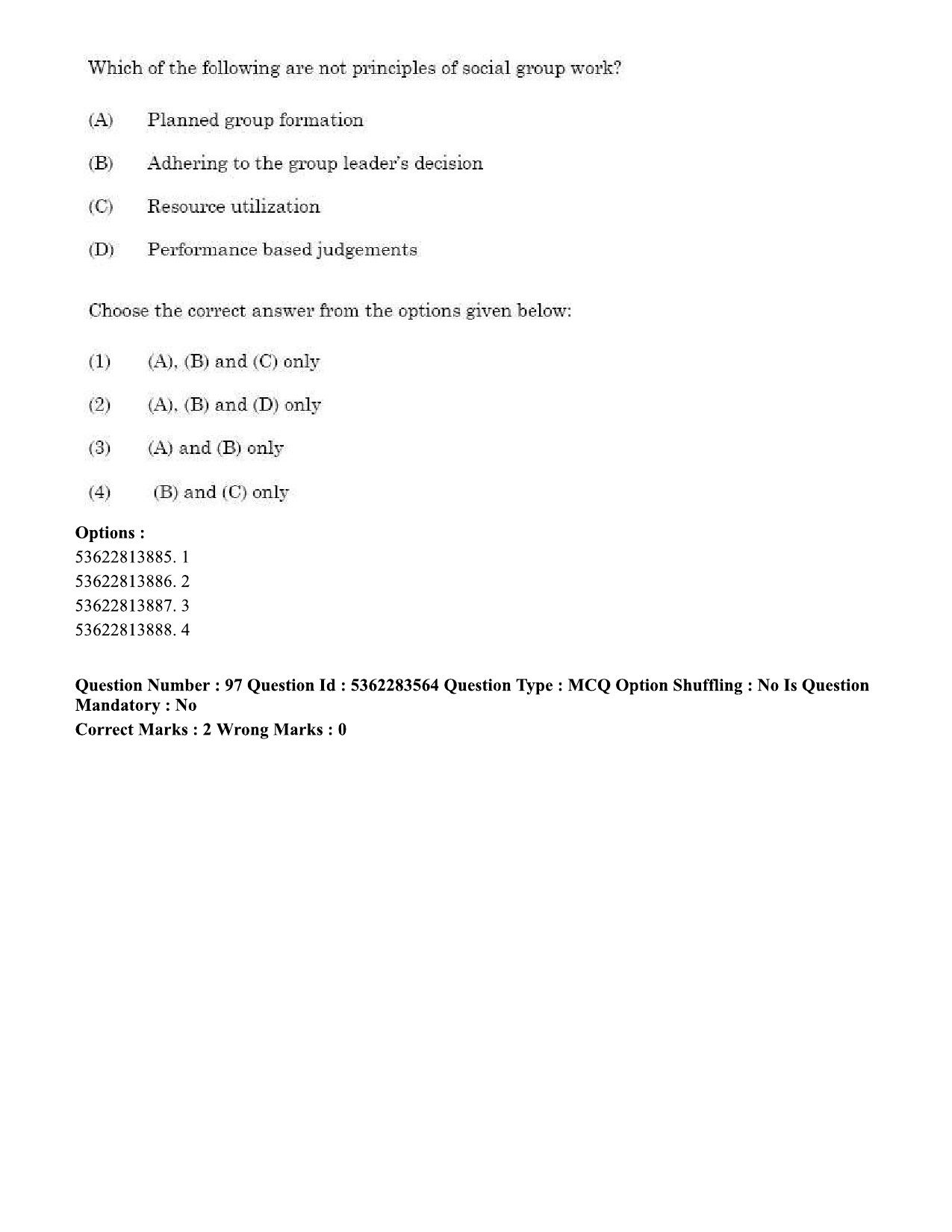 UGC NET Social Work Question Paper September 2020 96