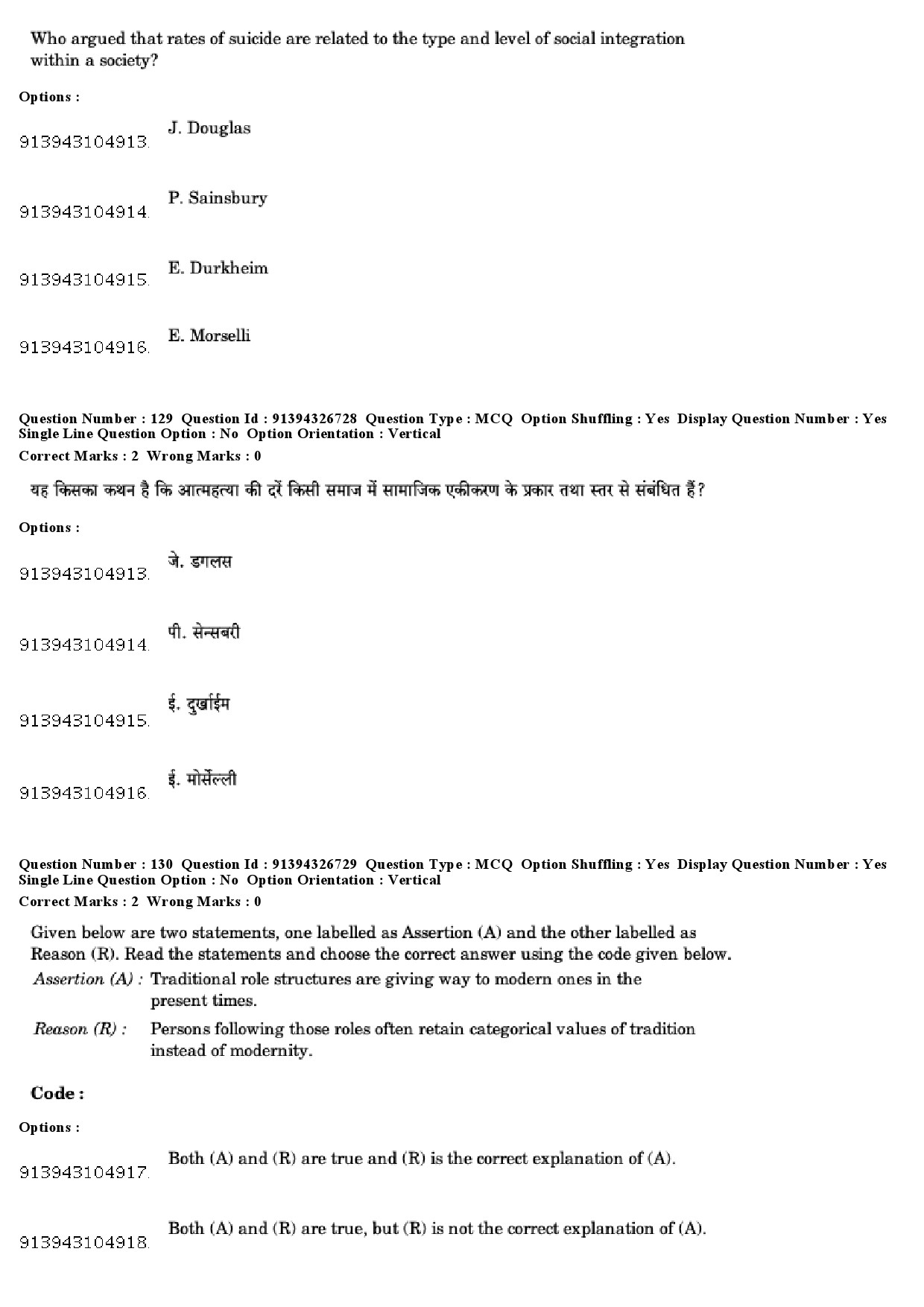 UGC NET Sociology Question Paper December 2018 108