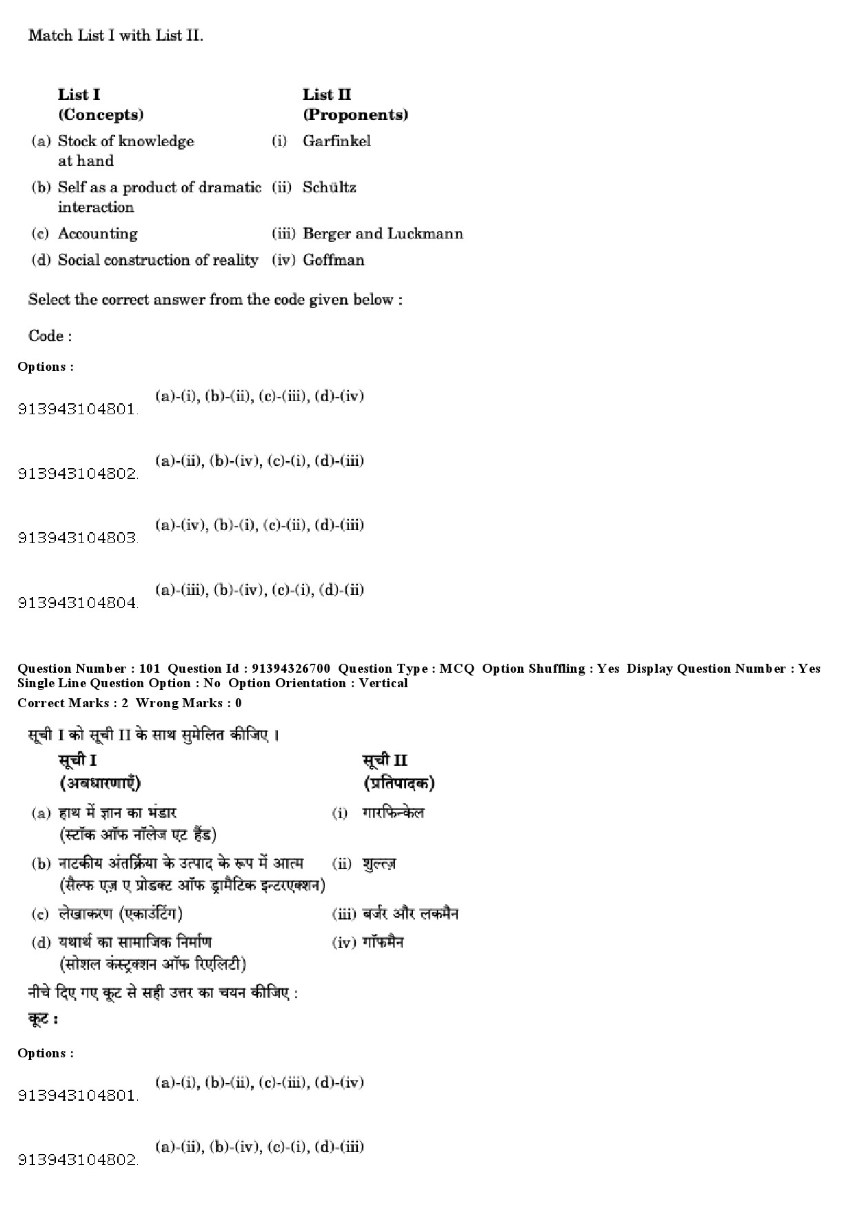 UGC NET Sociology Question Paper December 2018 86