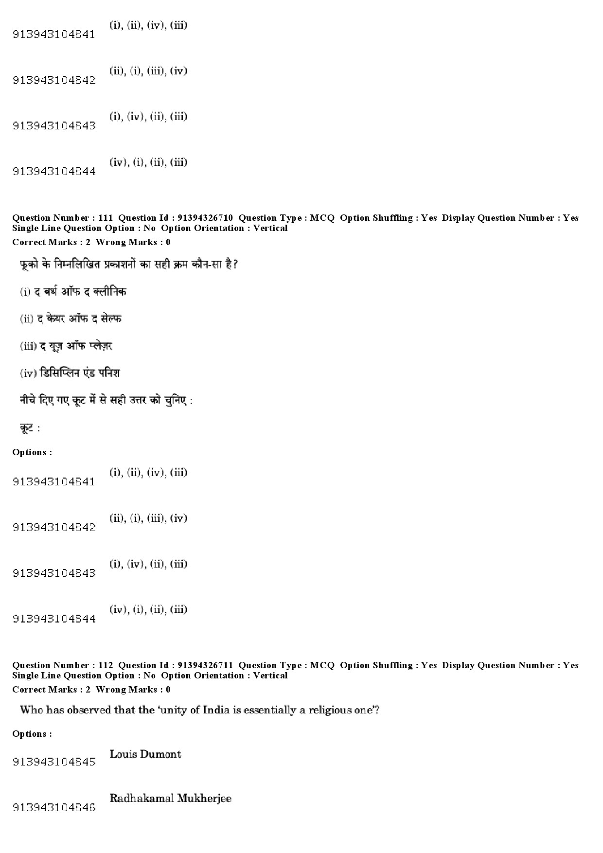 UGC NET Sociology Question Paper December 2018 94