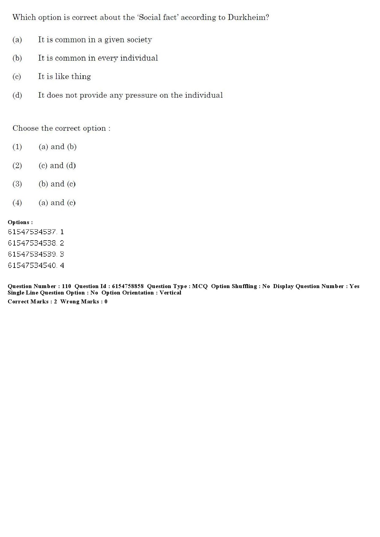 UGC NET Sociology Question Paper December 2019 110