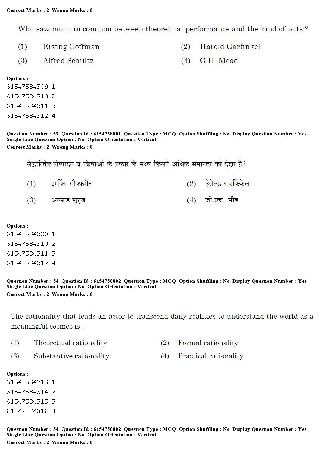 UGC NET Sociology Question Paper December 2019 55