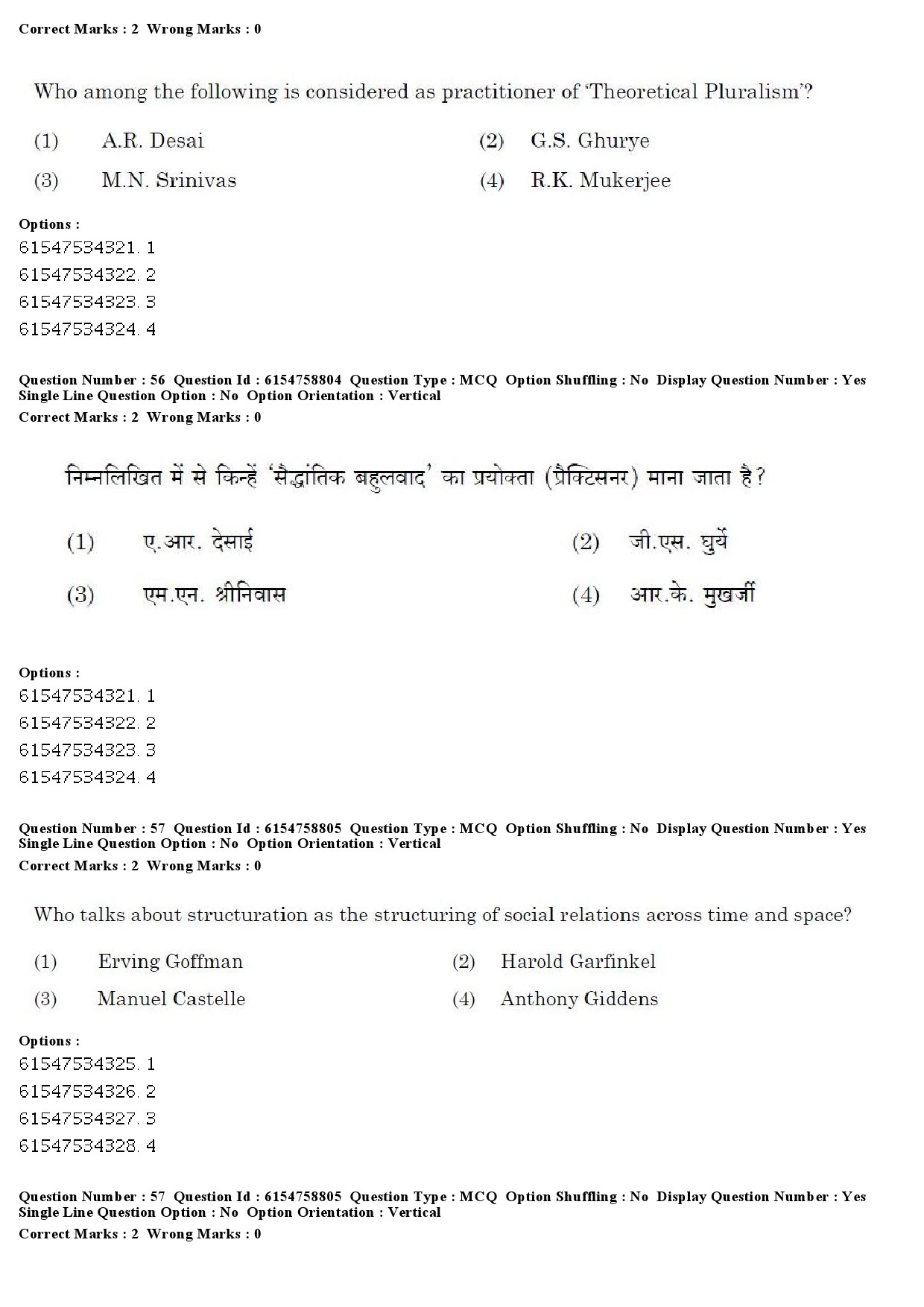 UGC NET Sociology Question Paper December 2019 57