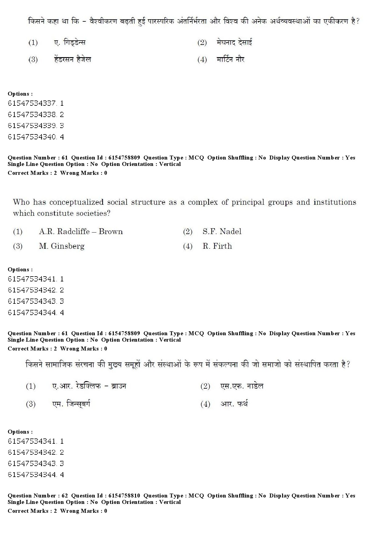 UGC NET Sociology Question Paper December 2019 60