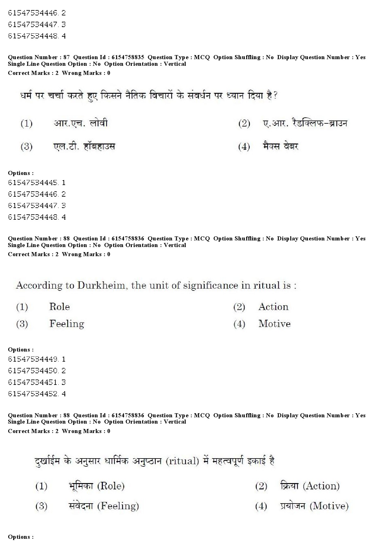 UGC NET Sociology Question Paper December 2019 78