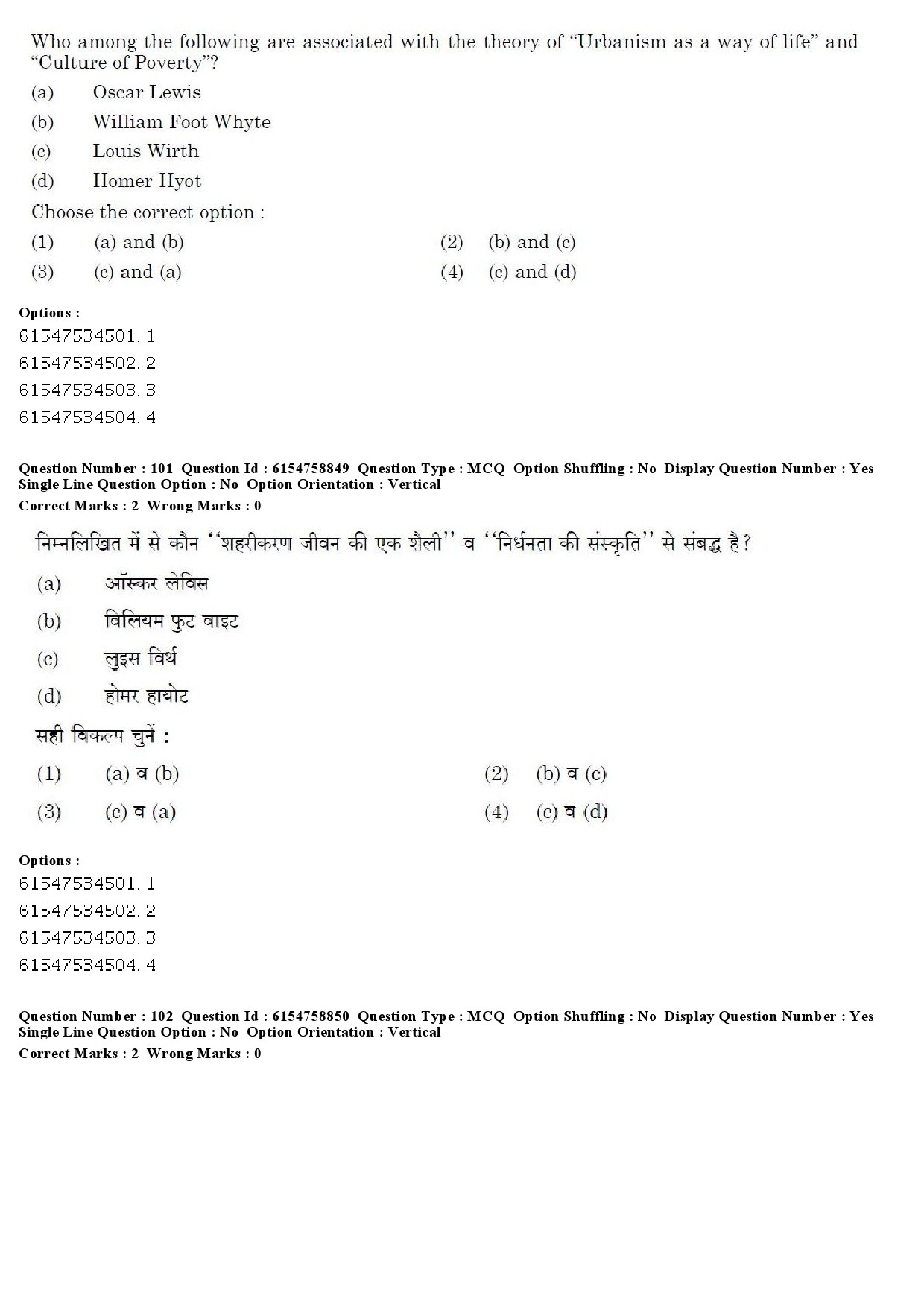 UGC NET Sociology Question Paper December 2019 95