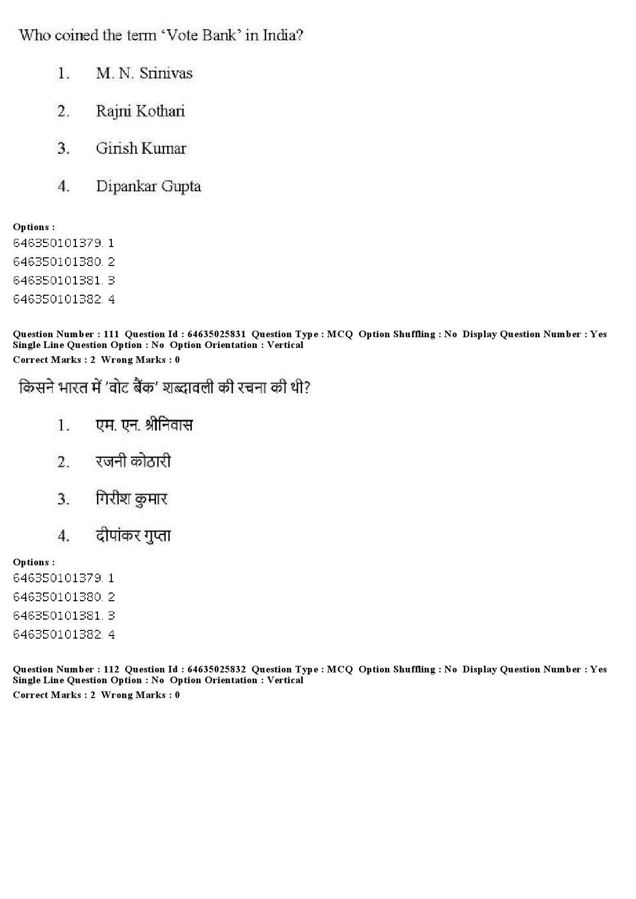 UGC NET Sociology Question Paper June 2019 100