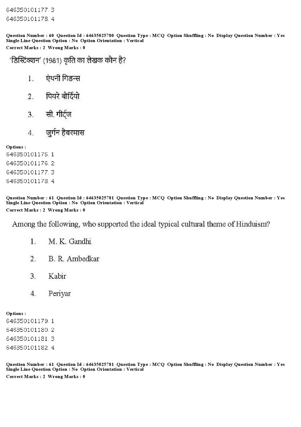 UGC NET Sociology Question Paper June 2019 50