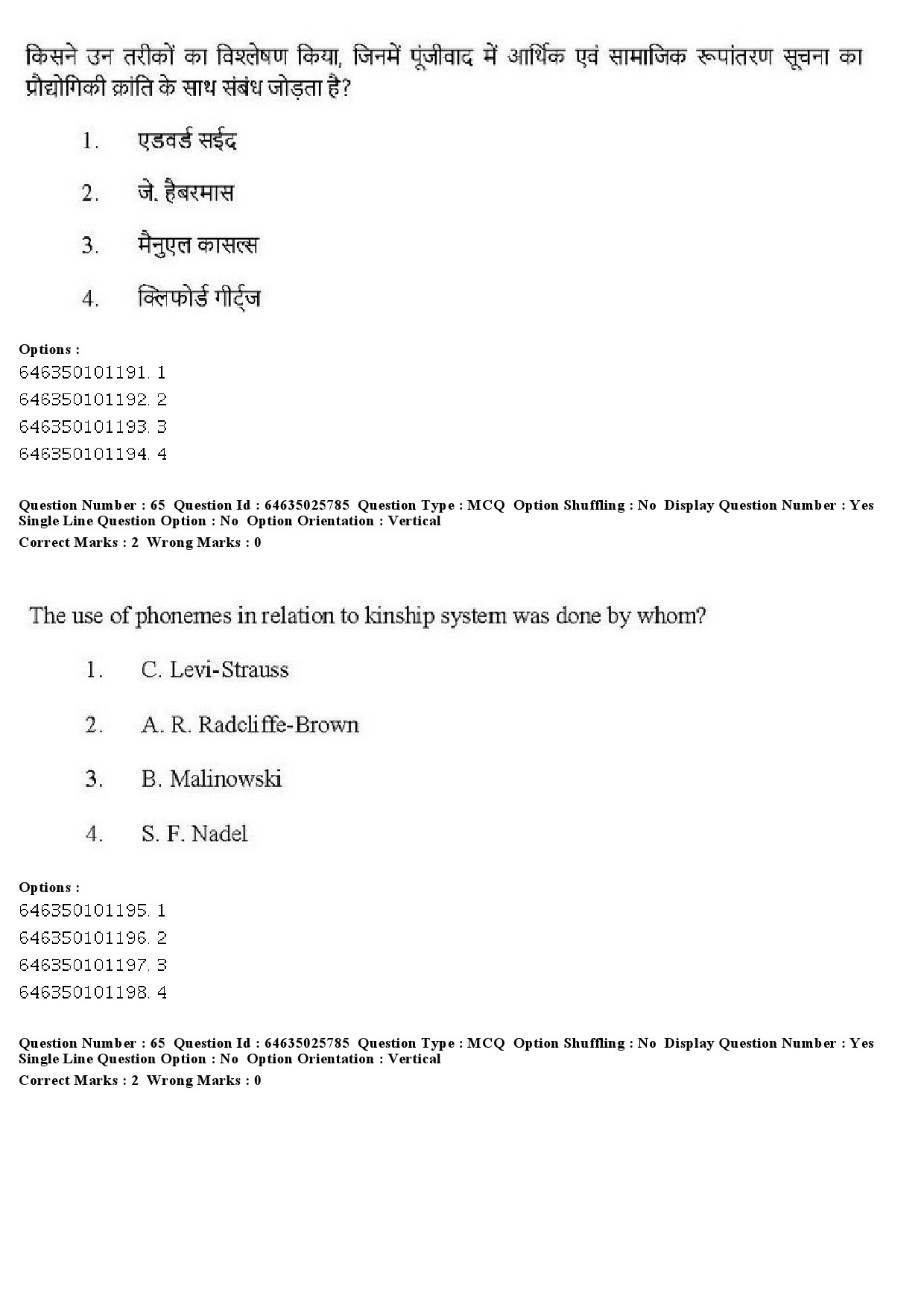 UGC NET Sociology Question Paper June 2019 54