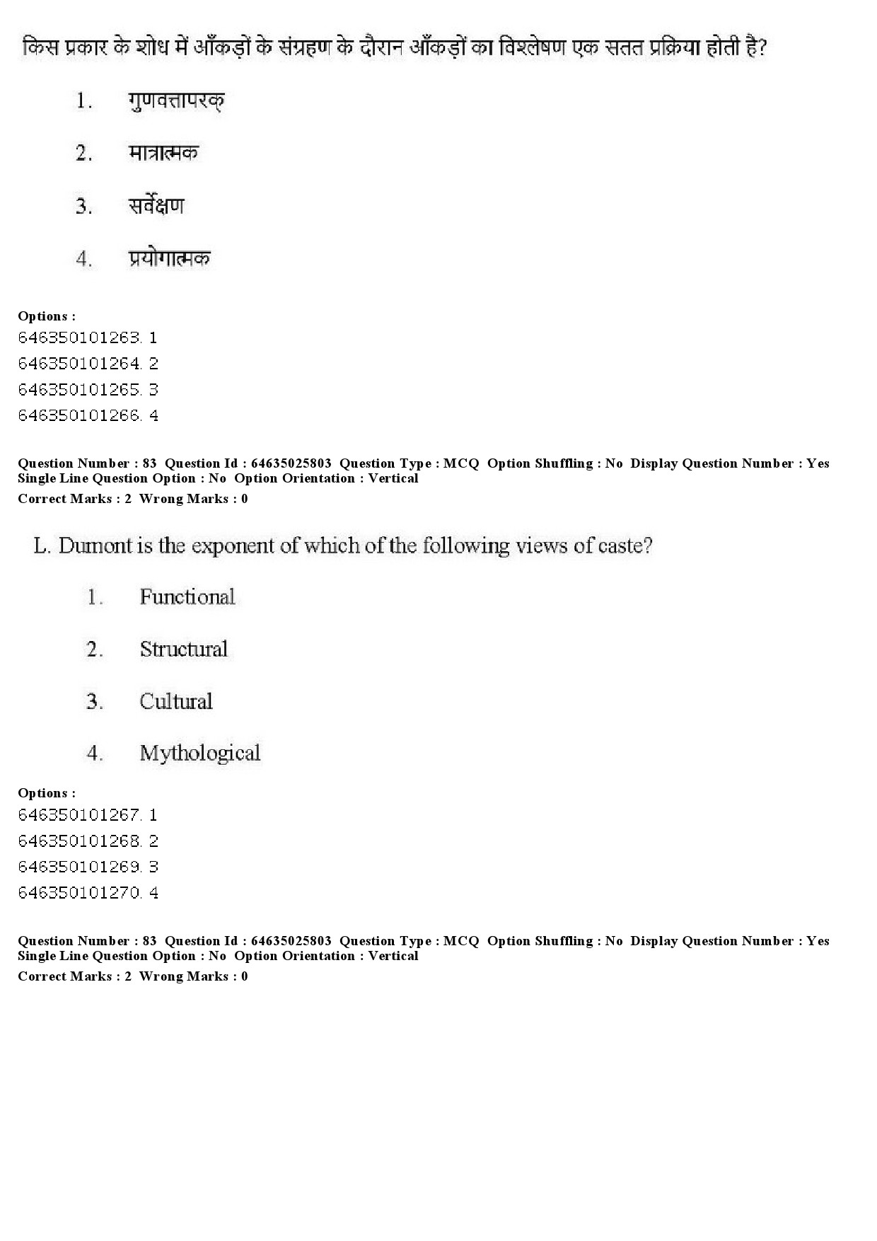 UGC NET Sociology Question Paper June 2019 72