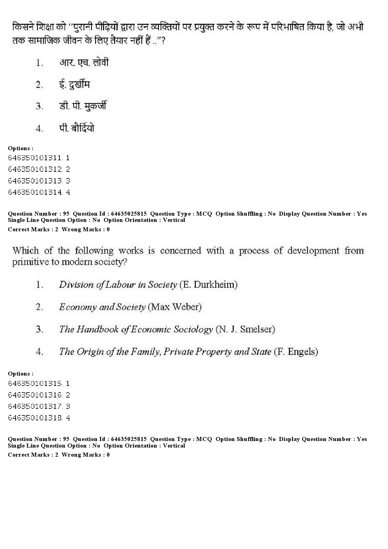 UGC NET Sociology Question Paper June 2019 84